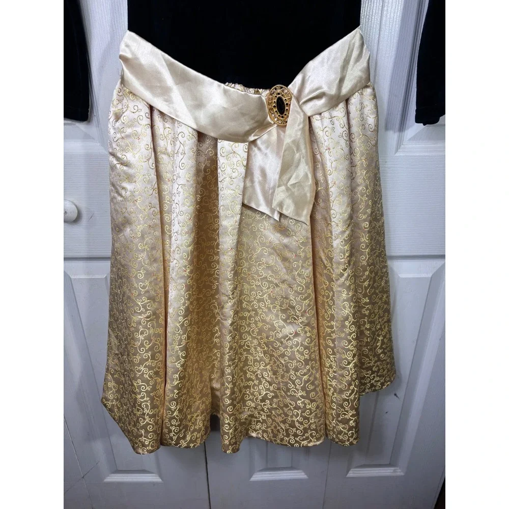 American Girl Dress Black Velvet Gold‎ Brocade Holiday Party Dress Size 10